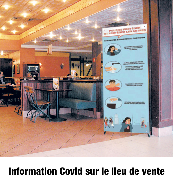 totem covid 19 information sur lieu de vente