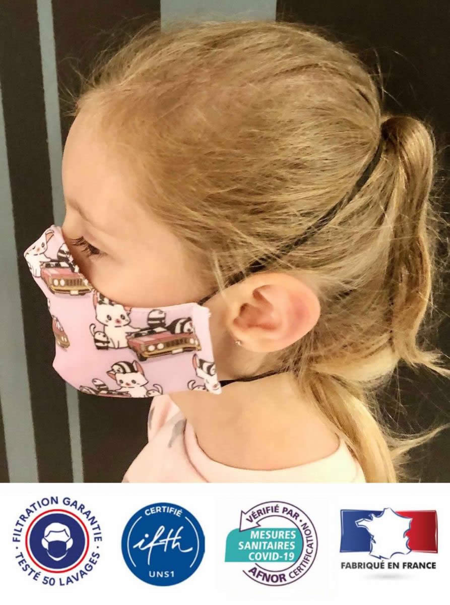 masque tissu enfant lavable 50 fois
