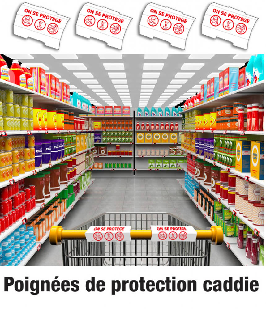 Poignee de protection caddie en carton publicitaire