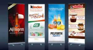 kakemono enrouleur Affligem, Kinder TICTAC, Pelforth et Nutella