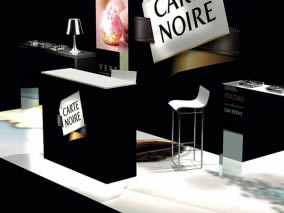 stand en tissu sur mesure Carte Noire vue comptoir