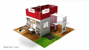 stand Polti version 50m2 vue A rendu 3D