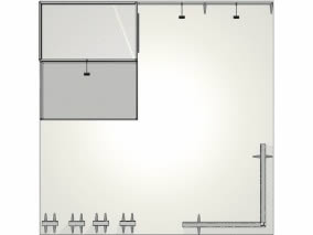 stand sur mesure original en  tissu tendu vue de dessus